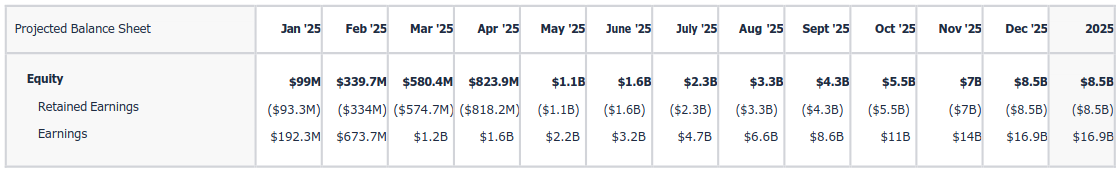 projected balance sheet 2025 b