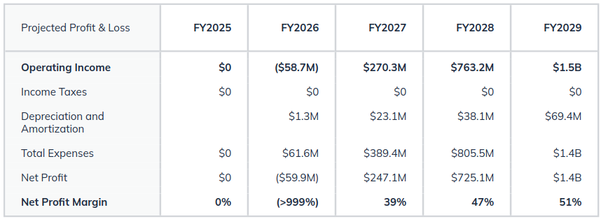 projected profit and loss